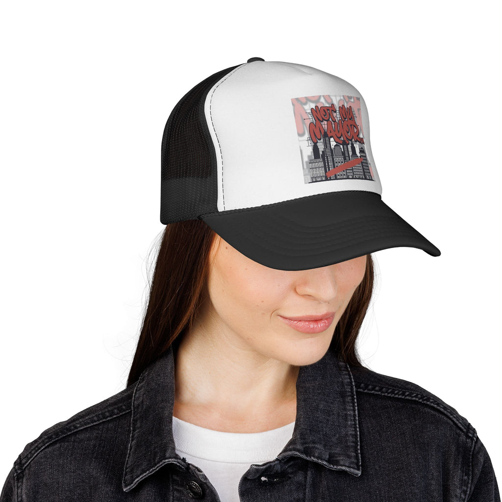 Trucker Cap — 'Not My Mayor' Urban Graffiti Mesh Hat
